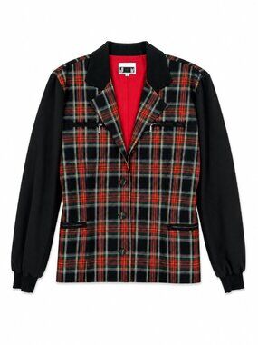 VTG 90s JM By Shelli Segal Womens Blazer Red Plaid Sz 8 Holiday Jacket Made USA